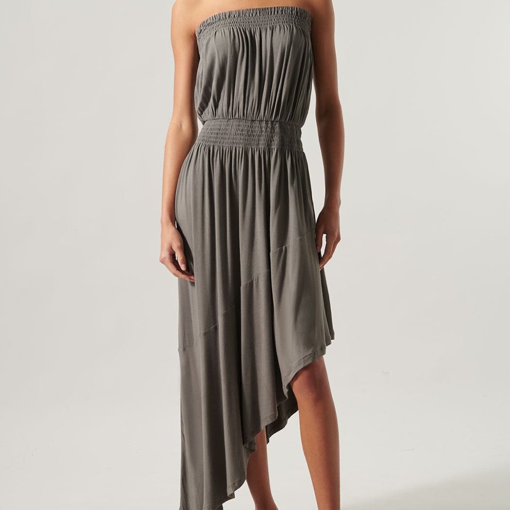 Sugarlips asymmetric strapless Tube dress Elastic waist Midi Length XS S M